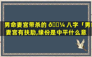 男命妻宫带杀的 🐼 八字「男命妻宫有扶助,缘份是中平什么意 🦟 思」